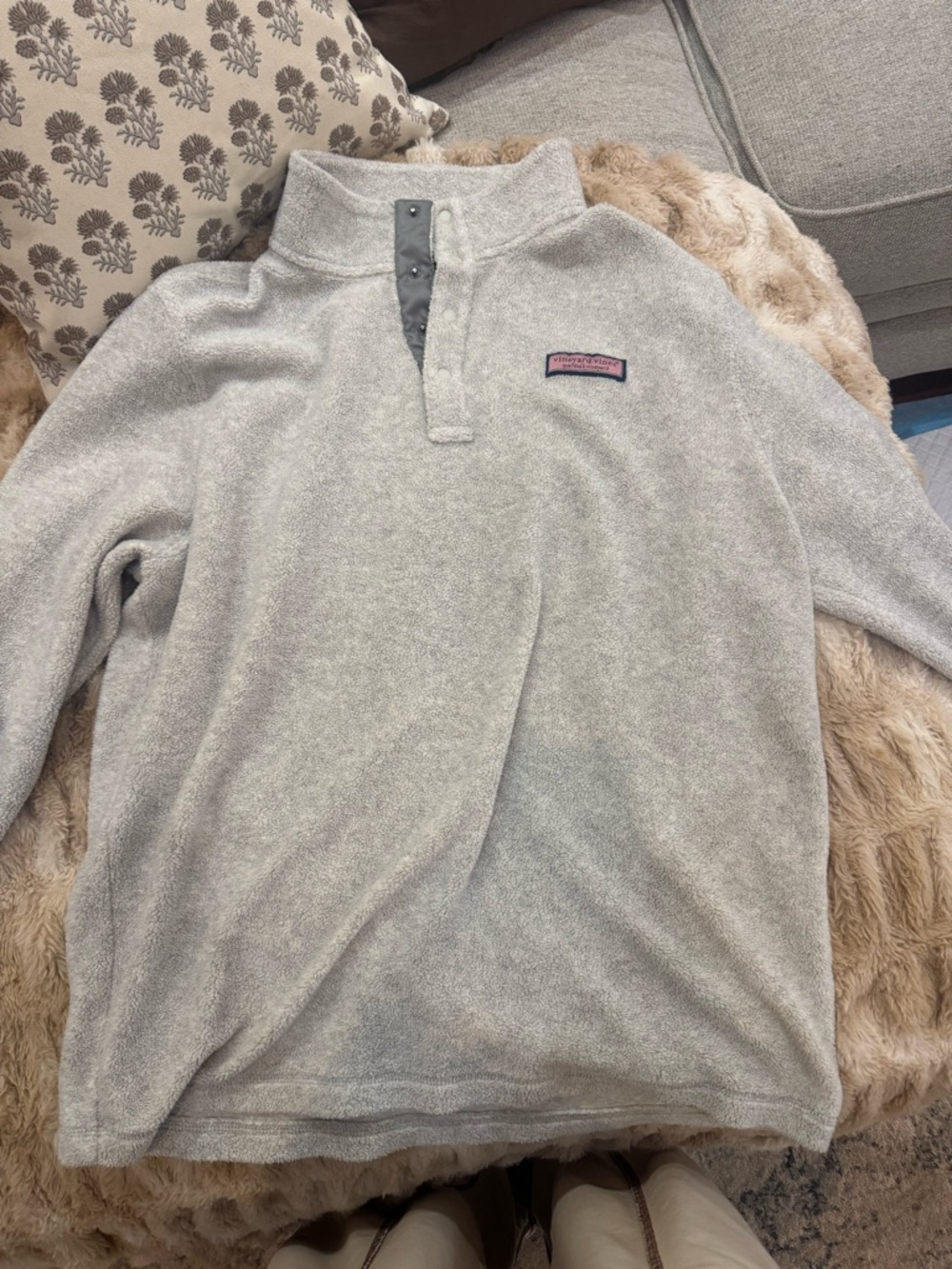 Vineyard Vines Light Gray Snap-Quarter Pullover